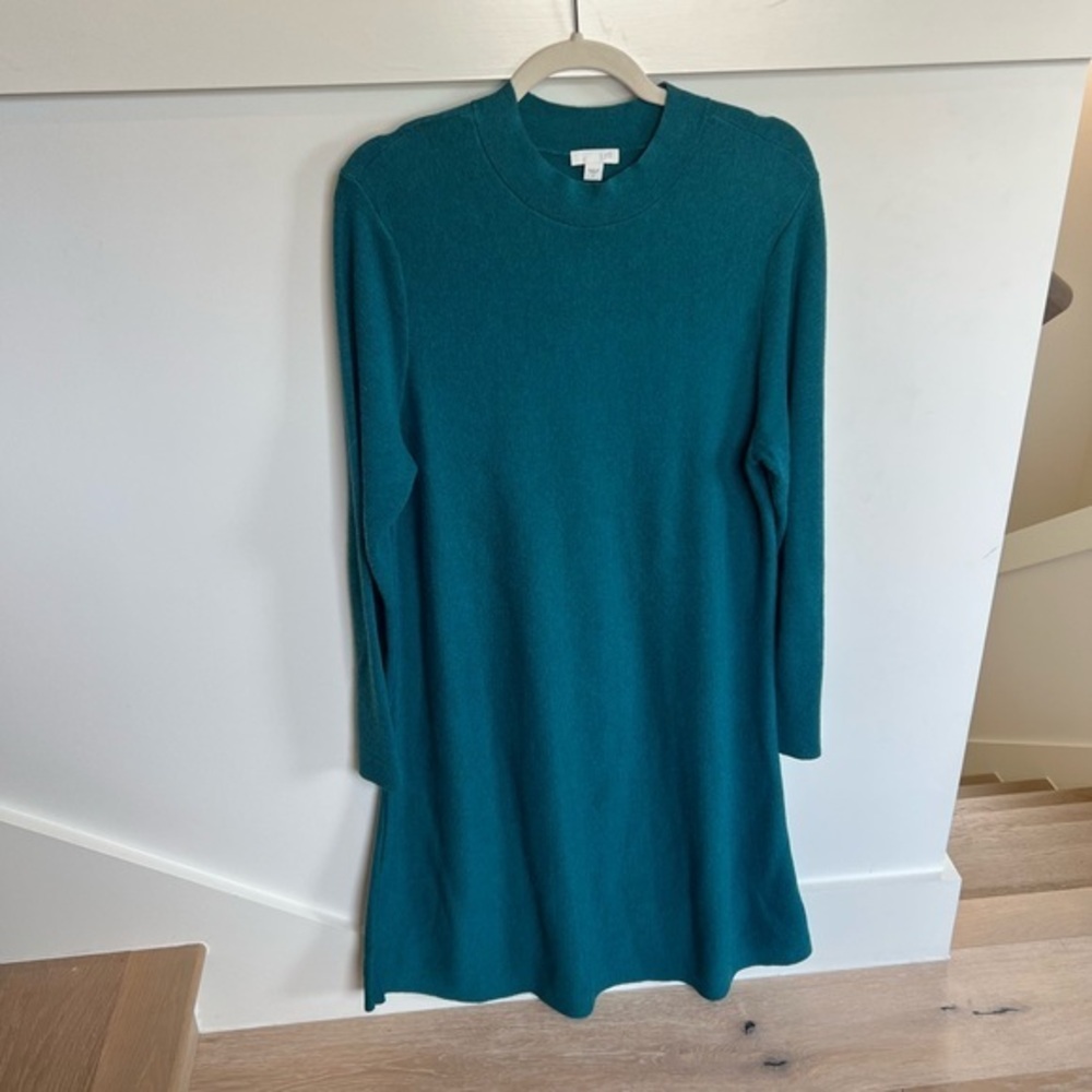 J. Jill Teal Long Sleeve Sweater Dress Mock Neck Womens Size Medium